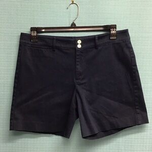 Chaps Navy Tailored Cotton-Blend Shorts